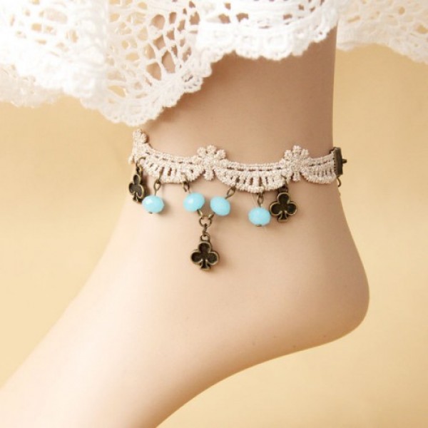 Handmade Gothic Jewelry Vintage White Lace Women's Anklets Jewelry