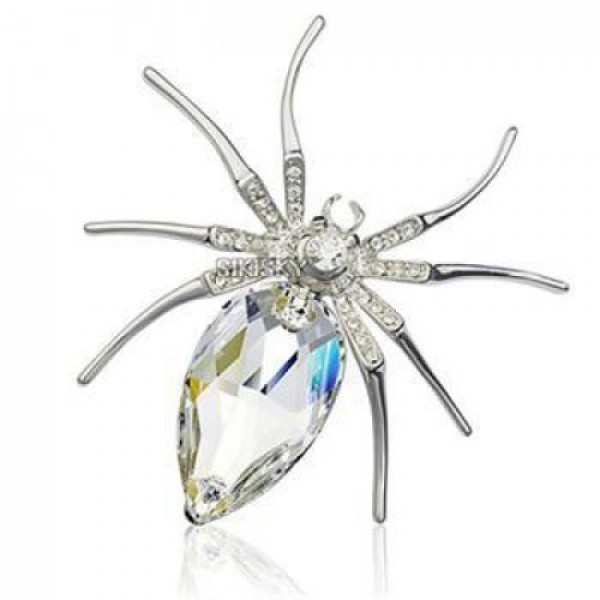 Genuine Italina White Gold Plated Austrian crystal spider brooches jewelry for women