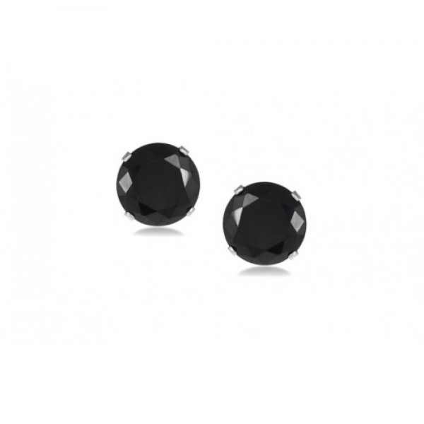 18K Solid White Gold 1CT Round Black Diamond VS1 Studs